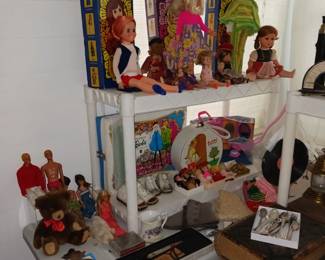 Variety of Vintage Barbies and Dolls and their Carrying Cases!