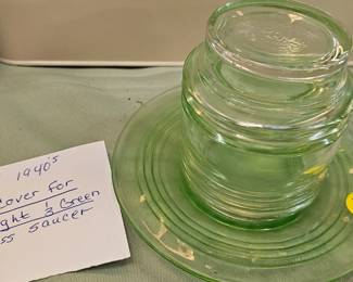 GREEN GLASS LIGHT COVER / GLASS PLATE