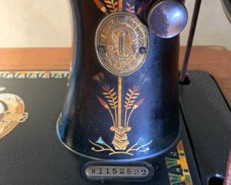 Singer 66 Treadle Sewing Machine - Egyptian Lotus Artwork Design.