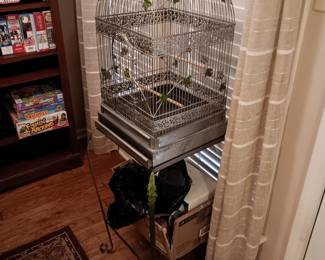 Ornate bird cage on stand
