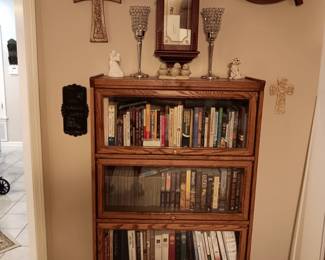 Oak Barrister Book Shelf, Hardback books, Paperback books, Wind up wall clock