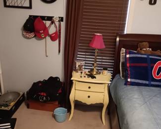 White 2 Drawer Nightstand, BNSF Clock