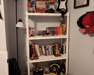 Nerf Badminton, Fender Stratocaster Game Controller, NHL Hockey Cards, Sugar Creek Gang Series books, Car Driving Game Controller