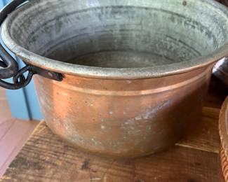ANTIQUE  HAMMERED COPPER POTS