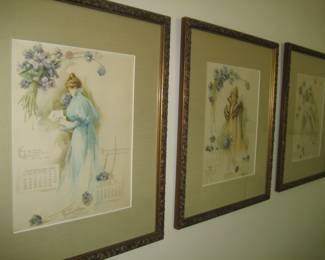 Framed antique calendars