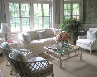 Rattan and upholstered furniture