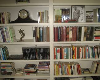 Selection books, mantel clock