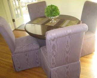 4 purple moiré slipper chairs