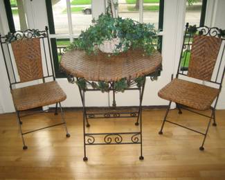 Rattan cafe table and chairs