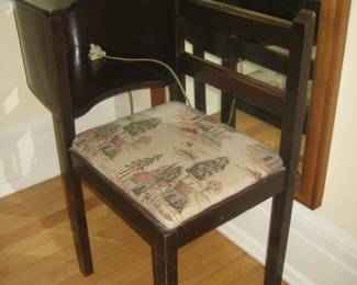 50's telephone bench, olive green rotary phone