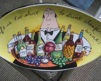Mud Pie Tracy Flickinger "Life is Too Short to Drink Cheap Wine" plate