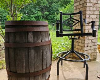 Old barrel & bar stool