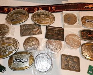 Brass and silver belt buckles