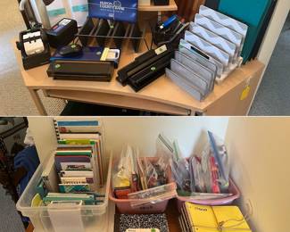 Variety of office supplies, organizers, notebooks, composition books, and more