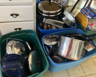 Pots and pans, many pieces of Reverware and more