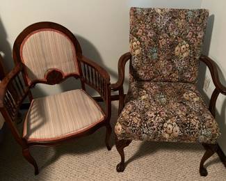 Wooden upholstered living room chairs