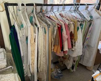 Many lace and cloth table coverings