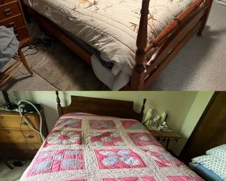 Wood frame double beds; mattresses extra