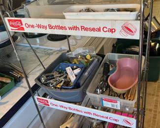 Numerous kitchen utensils; Coca-Cola rack sold separately