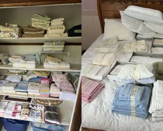 Sheet sets for double and queen beds; hand towels, dish towels, bath sets