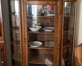 china cabinet with curved glass door and sides