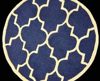 Navy Cream Circle Area Rug