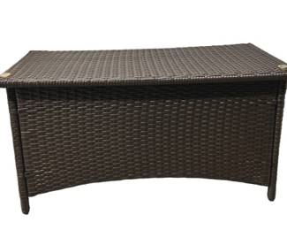 Outdoor Wicker Coffee Table with Glass Top