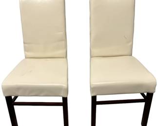 Set of two Leather Dining Chairs cream