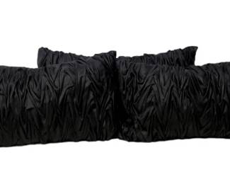 Set of 3 Black Satin Pillows