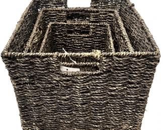 Nesting decorative wicker baskets