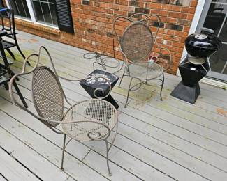 Wrought Iron armchairs, tabletop WEBER grill