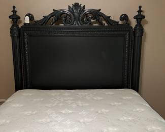 Dark Gray French Empire queen size bed, Queen size mattress and box springs