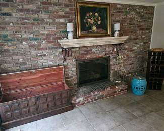 Lane cedar chest, Oriental Garden Stool, Three piece standing wine rack