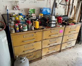 3 Simplicity vintage pattern metal cabinets to hold sewing patterns