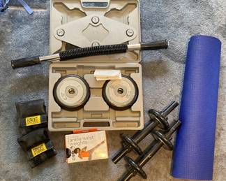 Yoga Mat, Light Adjustable Dumbbells And Ankle Weights 