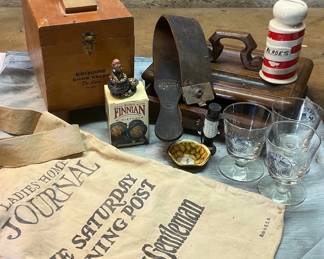 Old Dresser Box, Leather Shaving Strap, Yauct Club Glasses, Mr Peanut More 