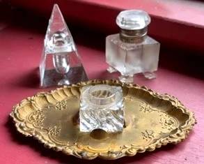 Vintage Ink Wells With An HolderTray