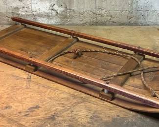 Antique Primitive Childs Wooden Tobaggone 