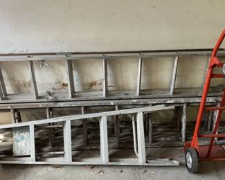 Multiple Work Ladders A Hand Truck 