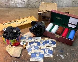 Vintage MCM Griffon Poker Chips Card Game, Picasso Designed Dominos, View Masters, More 