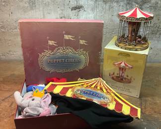 Vintage Puppet Circus Worlds Fair Swing Carousel