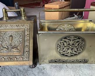 Edwardian Style Coal Scuttle Box Scoop With Complementing Paper Holder