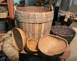 A Group of Baskets Chinese Carry Basket  Others