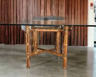 McGuire Bamboo Glass Dining Room Table