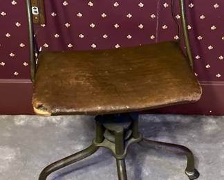 Antique Leather Desk Chair For Repair 