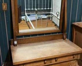 Oak Three Drawer Dresser With Mirror 