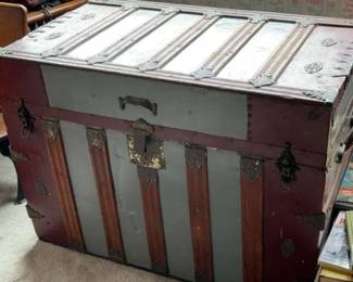 Vintage Painted Steamer Trunk