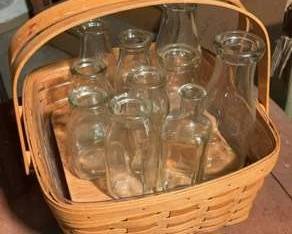 Longaberger Pie Basket Milk Bottles