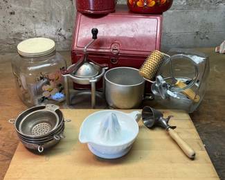 Pro Chef Cutting Board,Vintage Handy Dandy Juicer, Ice Cream Scoop more