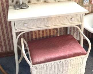 Rattan Vanity And Stool
